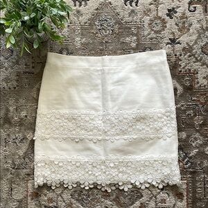 J. Crew White/Cream Embellished Mini Pencil Skirt